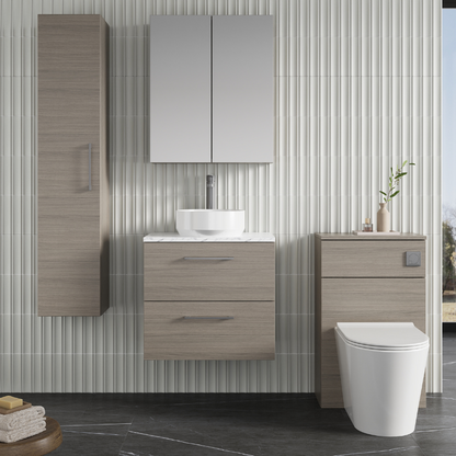 Nuie Arno 600mm Wall Hung 2-Drawer Vanity & Laminate Top (1 size, 4 colours) - Brand New Bathrooms