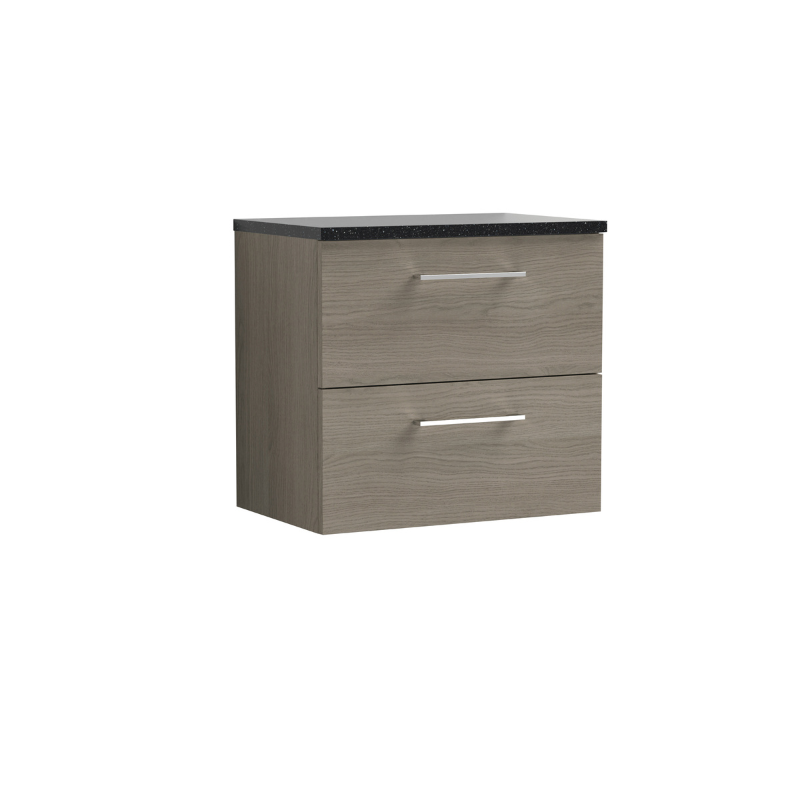 Nuie Arno 600mm Wall Hung 2-Drawer Vanity & Laminate Top (1 size, 4 colours) - Brand New Bathrooms