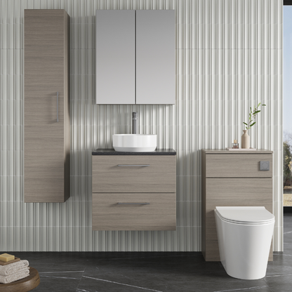 Nuie Arno 600mm Wall Hung 2-Drawer Vanity & Laminate Top (1 size, 4 colours) - Brand New Bathrooms