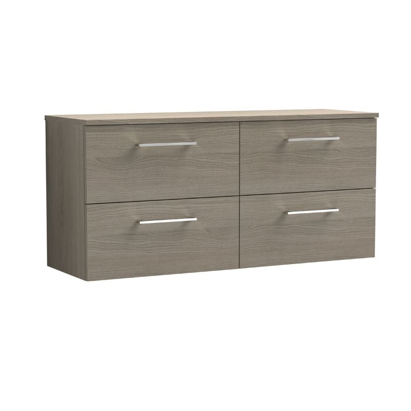Nuie Arno Wall Hung 4 Drawer Vanity & Worktop (1 size, 9 colours) - Brand New Bathrooms