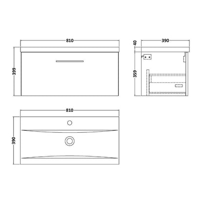 Nuie Arno Wall Hung 1 Drawer Vanity & Basin 1 (1 size, 9 colours) - Brand New Bathrooms