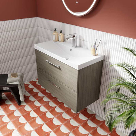 Nuie Arno Wall Hung 2 Drawer Vanity & Basin 3 (1 size, 9 colours) - Brand New Bathrooms