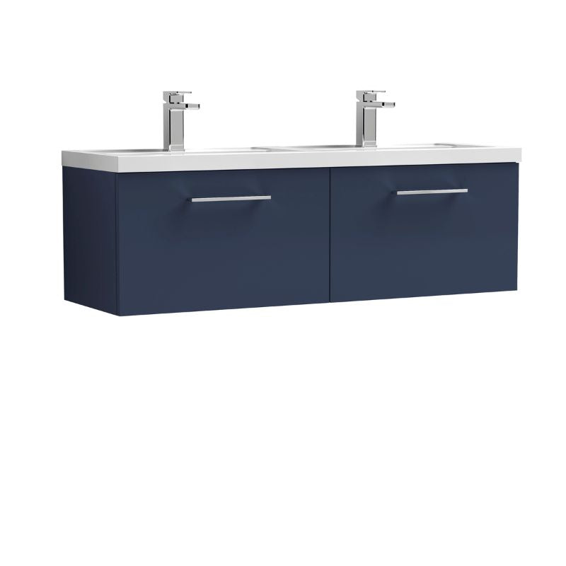 Nuie Arno Wall Hung 2 Drawer Vanity & Double Basin (1 size, 9 colours) - Brand New Bathrooms