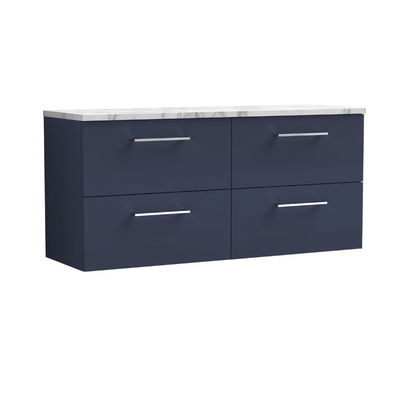 Nuie Arno Wall Hung 4-Drawer Vanity & Laminate Worktop (1 size, 8 colours) - Brand New Bathrooms