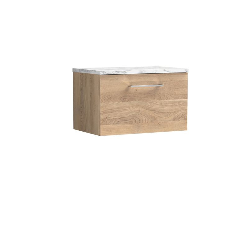 Nuie Arno Wall Hung 1-Drawer Vanity & Laminate Worktop (1 size, 9 colours) - Brand New Bathrooms