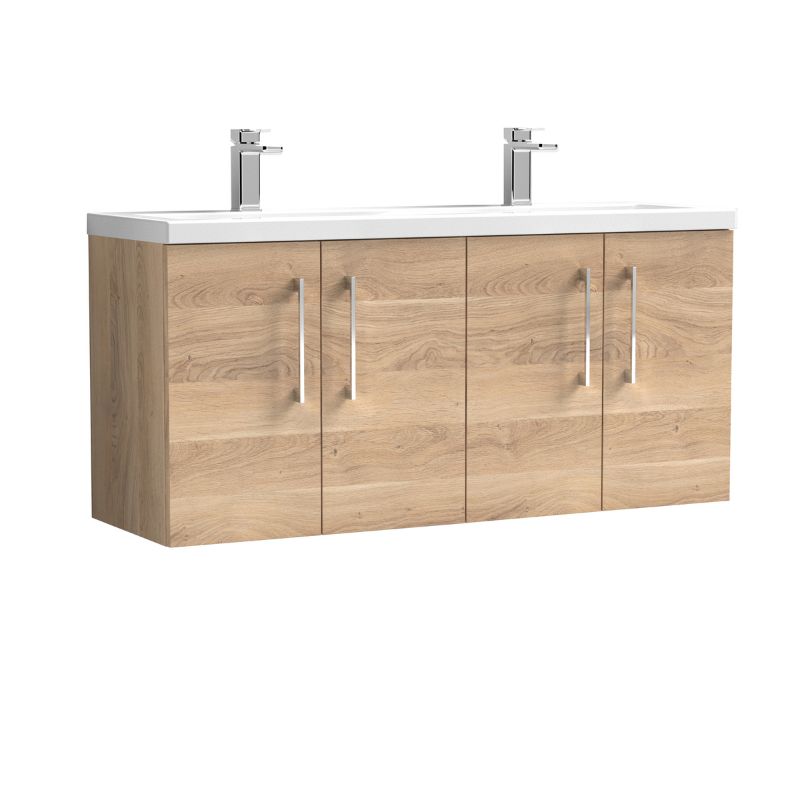 Nuie Arno Wall Hung 4-Door Vanity & Double Basin (2 sizes, 8 colours) - Brand New Bathrooms
