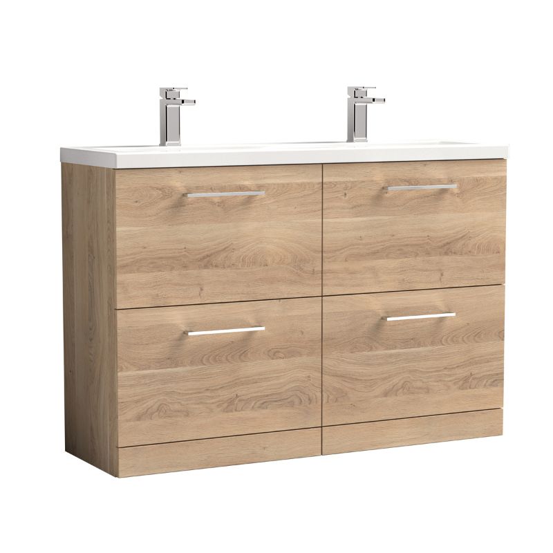 Nuie Arno Floor Standing 4 Drawer Vanity & Double Basin 2 (1 size, 9 colours) - Brand New Bathrooms