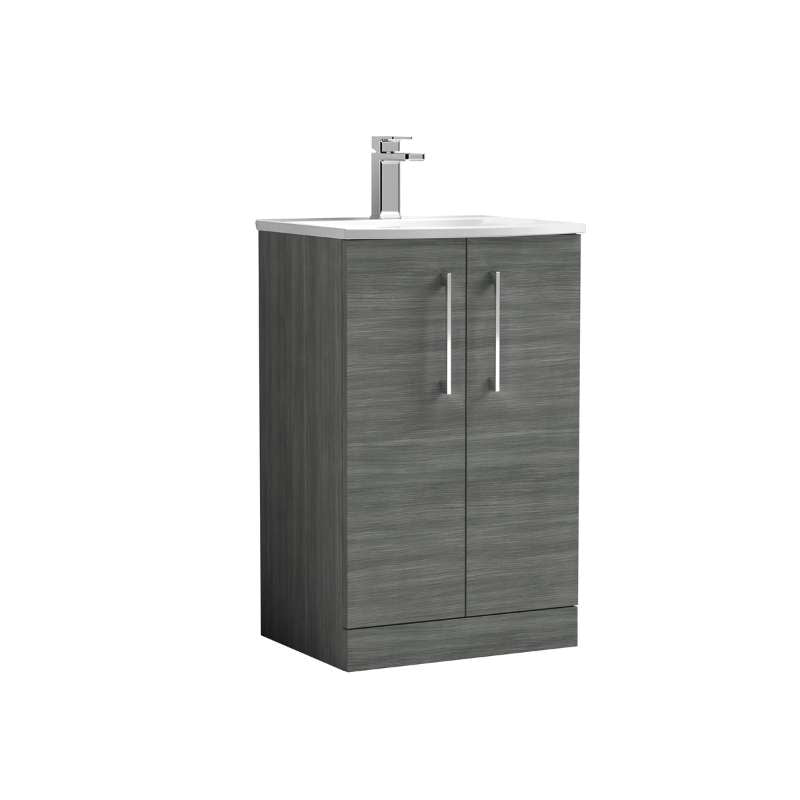 Nuie Arno Floor Standing 2-Door Vanity & Curved Basin (1 size, 9 colours) - Brand New Bathrooms