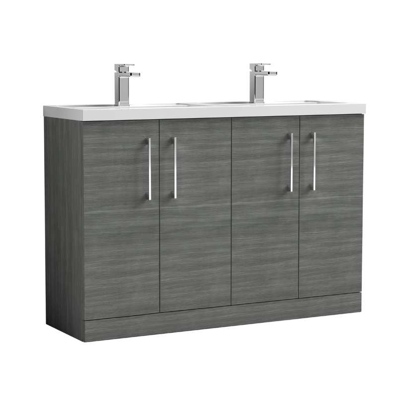 Nuie Arno Floor Standing 4 Door Vanity & Double Basin 1 (1 size, 9 colours) - Brand New Bathrooms