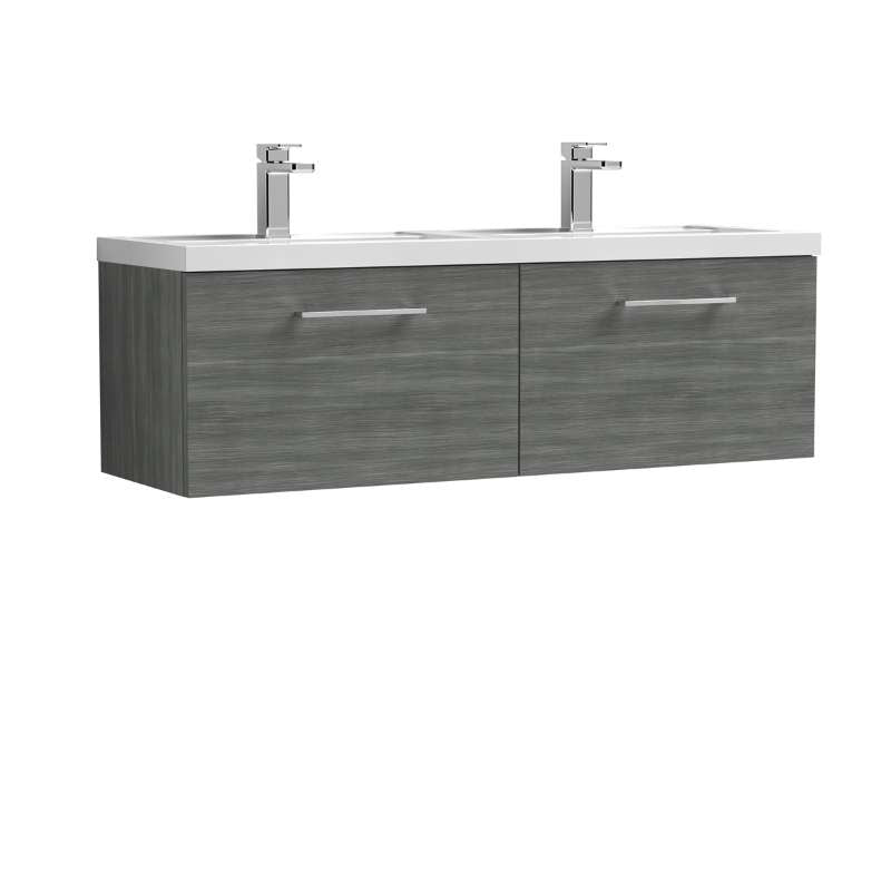 Nuie Arno Wall Hung 2 Drawer Vanity & Double Basin (1 size, 9 colours) - Brand New Bathrooms