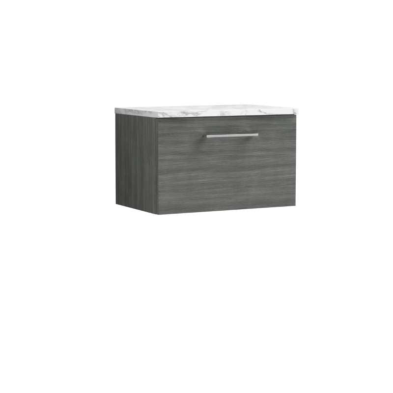 Nuie Arno Wall Hung 1-Drawer Vanity & Laminate Worktop (1 size, 9 colours) - Brand New Bathrooms