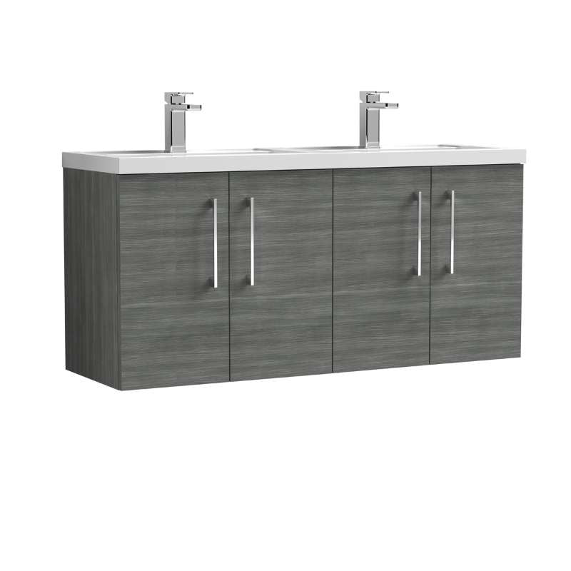 Nuie Arno Wall Hung 4-Door Vanity & Double Basin (2 sizes, 8 colours) - Brand New Bathrooms