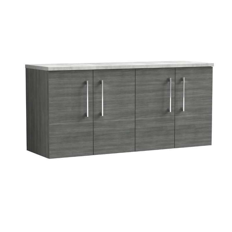 Nuie Arno Wall Hung 4-Door Vanity & Laminate Worktop (1 size, 8 colours) - Brand New Bathrooms