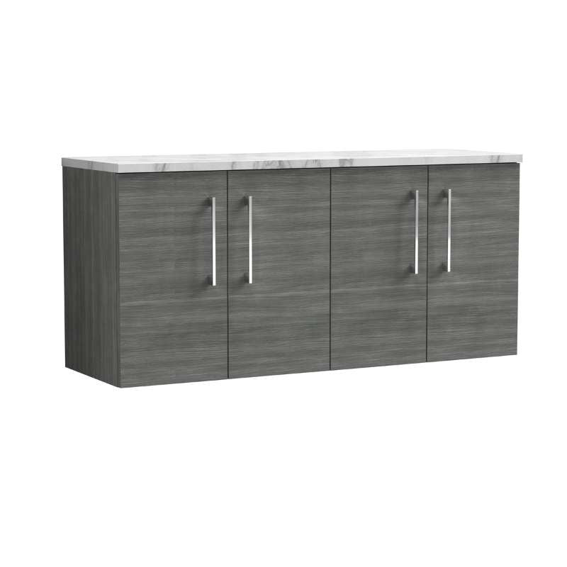 Nuie Arno Wall Hung 4-Door Vanity & Laminate Worktop (1 size, 8 colours) - Brand New Bathrooms
