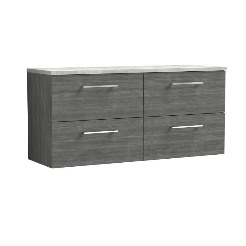 Nuie Arno Wall Hung 4-Drawer Vanity & Laminate Worktop (1 size, 8 colours) - Brand New Bathrooms