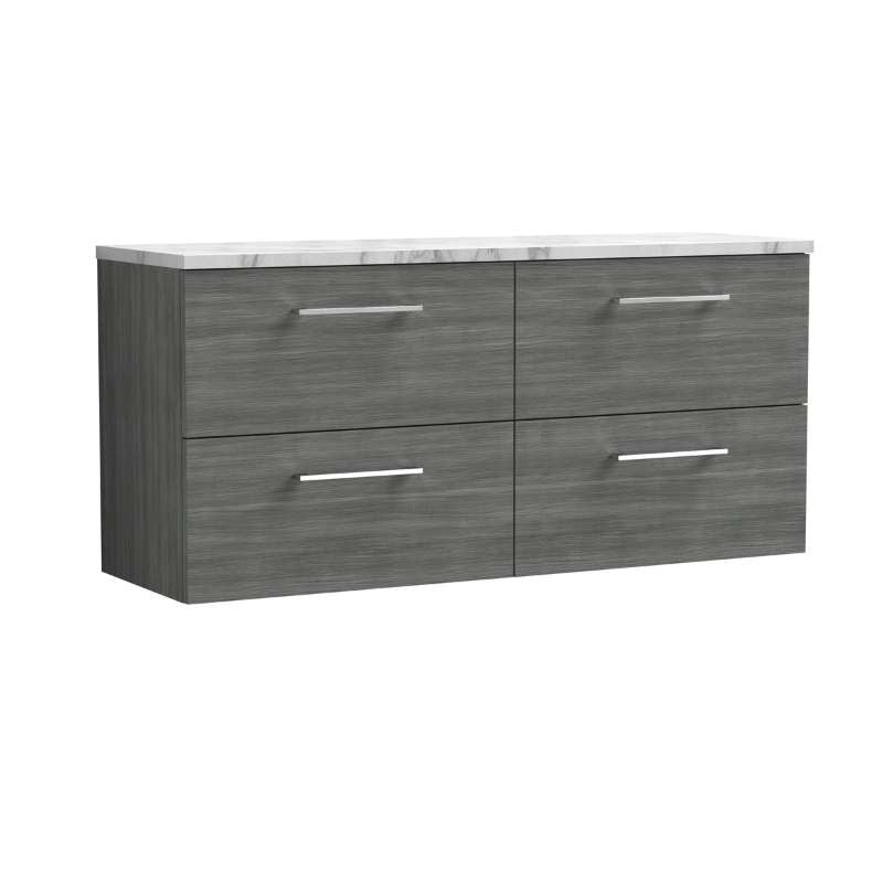 Nuie Arno Wall Hung 4-Drawer Vanity & Laminate Worktop (1 size, 8 colours) - Brand New Bathrooms