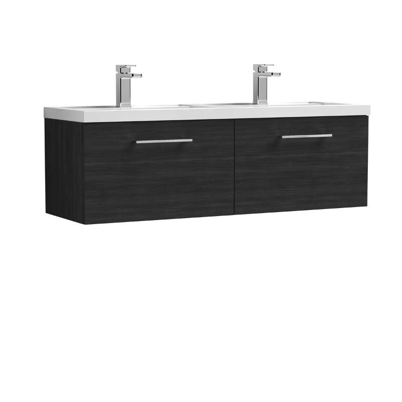 Nuie Arno Wall Hung 2-Drawer Vanity & Double Basin (1 size, 9 colours) - Brand New Bathrooms