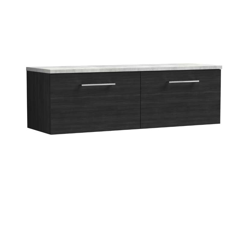 Nuie Arno Wall Hung 2-Drawer Vanity & Laminate Worktop (1 size, 8 colours) - Brand New Bathrooms