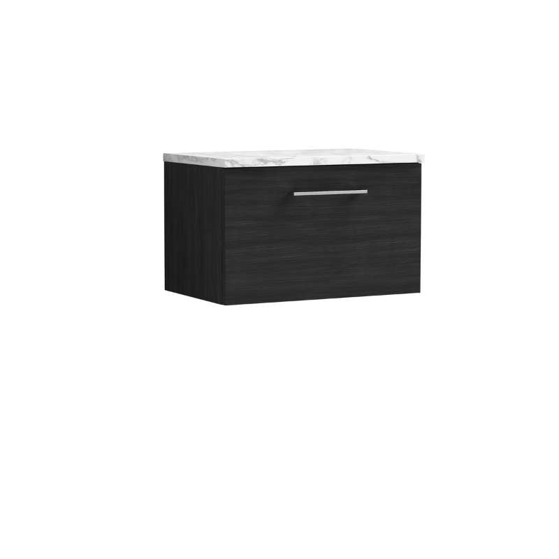 Nuie Arno Wall Hung 1-Drawer Vanity & Laminate Worktop (1 size, 9 colours) - Brand New Bathrooms