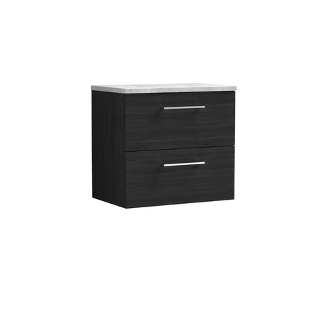 Nuie Arno 600mm Wall Hung 2-Drawer Vanity & Laminate Worktop (1 size, 4 colours) - Brand New Bathrooms