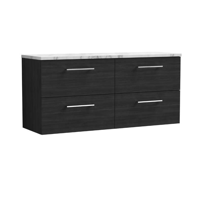 Nuie Arno Wall Hung 4-Drawer Vanity & Laminate Worktop (1 size, 8 colours) - Brand New Bathrooms