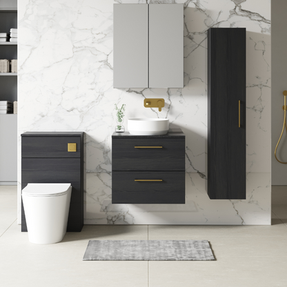 Nuie Arno 600mm Wall Hung 2-Drawer Vanity & Laminate Worktop (1 size, 4 colours) - Brand New Bathrooms