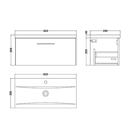 Nuie Arno Wall Hung 1 Drawer Vanity & Basin 1 (1 size, 9 colours) - Brand New Bathrooms