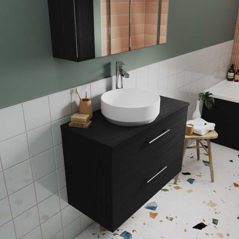Nuie Arno Wall Hung 2-Drawer Vanity & Worktop (1 size, 9 colours) - Brand New Bathrooms
