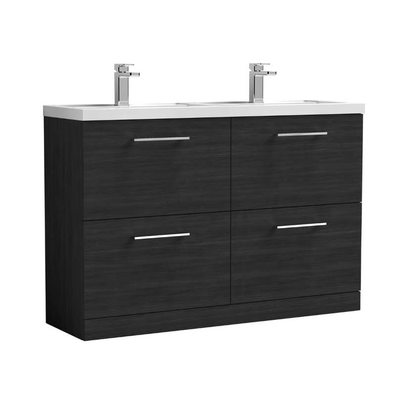 Nuie Arno Floor Standing 4 Drawer Vanity & Double Basin 1 (1 size, 9 colours) - Brand New Bathrooms