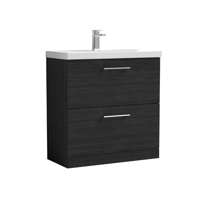 Nuie Arno Floor Standing Double Drawer 800mm Vanity & Mid-Edge Basin (1 size, 9 colours) - Brand New Bathrooms