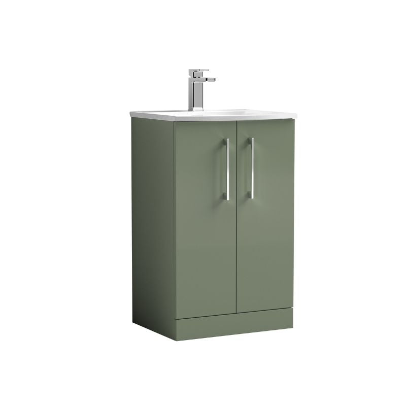 Nuie Arno Floor Standing 2-Door Vanity & Curved Basin (1 size, 9 colours) - Brand New Bathrooms