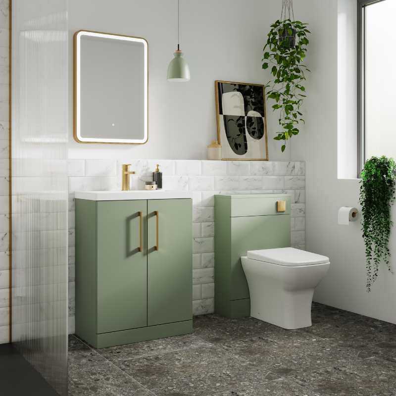 Nuie Arno Floor Standing 2-Door Vanity & Thin-Edge Basin (1 size, 9 colours) - Brand New Bathrooms