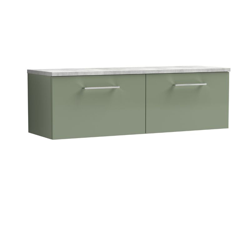 Nuie Arno Wall Hung 2-Drawer Vanity & Laminate Worktop (1 size, 8 colours) - Brand New Bathrooms