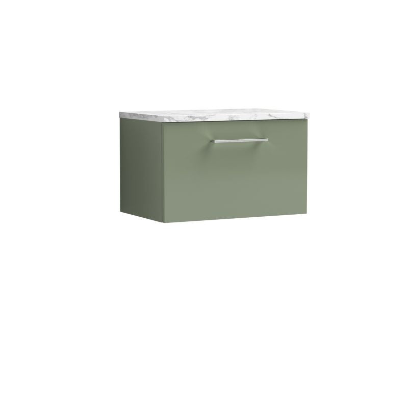 Nuie Arno Wall Hung 1-Drawer Vanity & Laminate Worktop (1 size, 9 colours) - Brand New Bathrooms