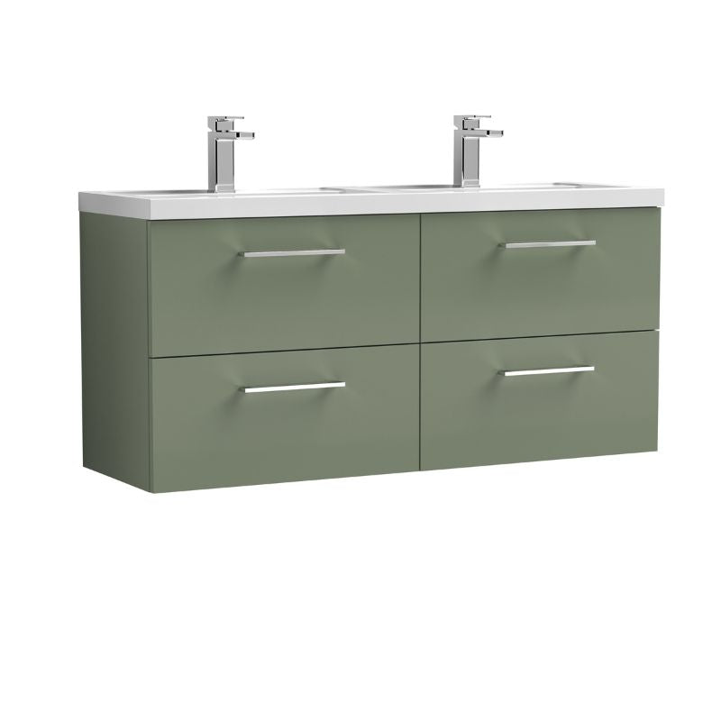 Nuie Arno Wall Hung 4 Drawer Vanity & Double Basin (1 size, 9 colours) - Brand New Bathrooms