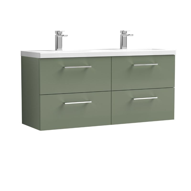 Nuie Arno Wall Hung 4 Drawer Vanity & Double Basin (1 size, 9 colours) - Brand New Bathrooms