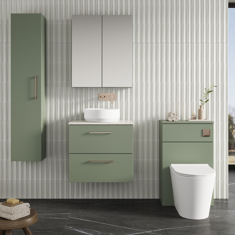 Nuie Arno 600mm Wall Hung 2-Drawer Vanity & Laminate Top (1 size, 4 colours) - Brand New Bathrooms