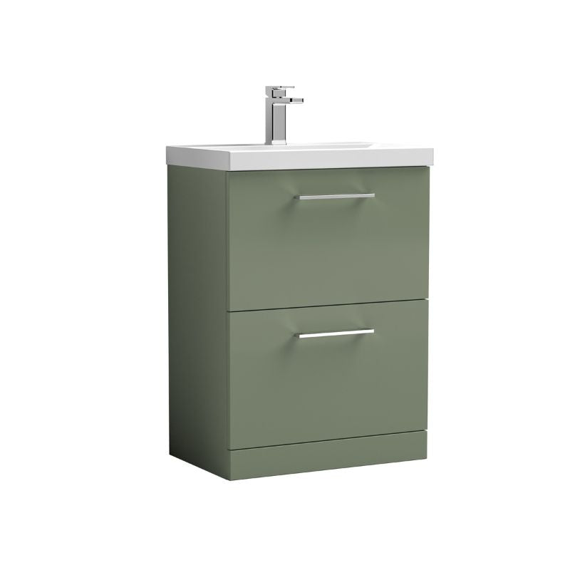 Nuie Arno Floor Standing 2-Drawer Vanity & Thin-Edge Basin (1 size, 9 colours) - Brand New Bathrooms