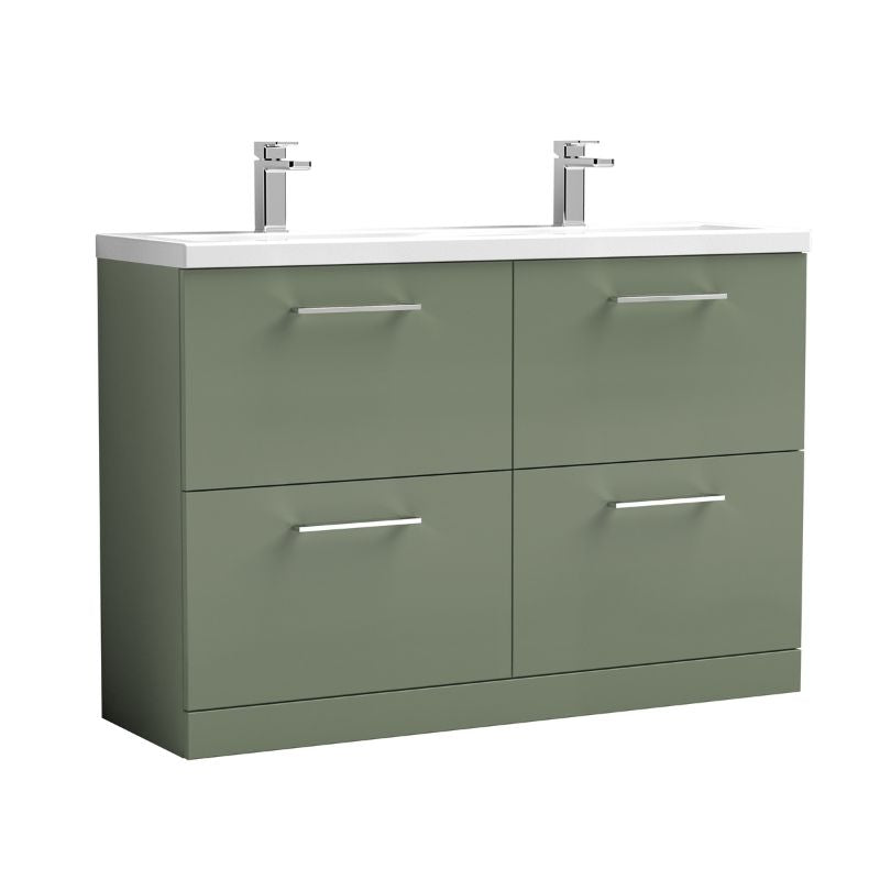 Nuie Arno Floor Standing 4 Drawer Vanity & Double Basin 2 (1 size, 9 colours) - Brand New Bathrooms