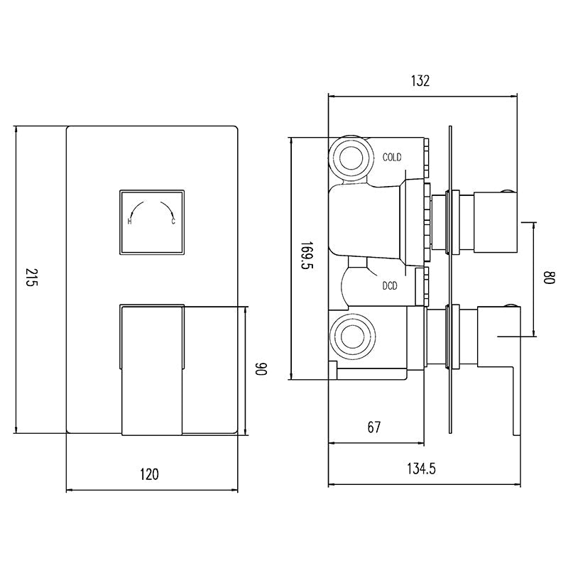 Hudson Reed Art Thermostatic Shower Valve (2 styles, Chrome) - Brandnew Bathroom