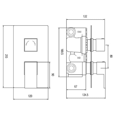Hudson Reed Art Thermostatic Shower Valve (2 styles, Chrome) - Brandnew Bathroom