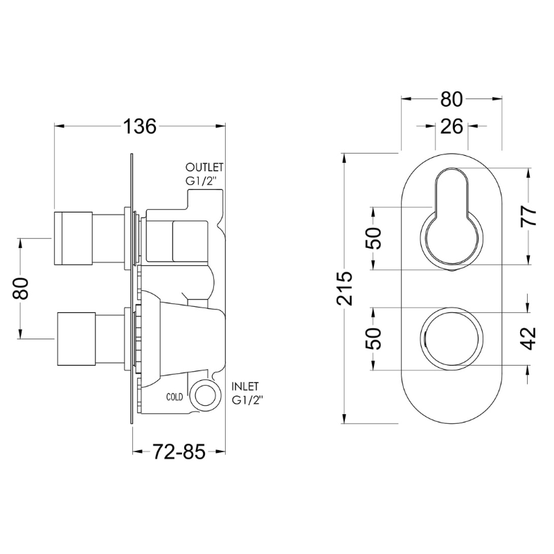 Nuie Arvan Twin Thermostatic Shower Valve (1 size, 4 colours) - Brand New Bathrooms