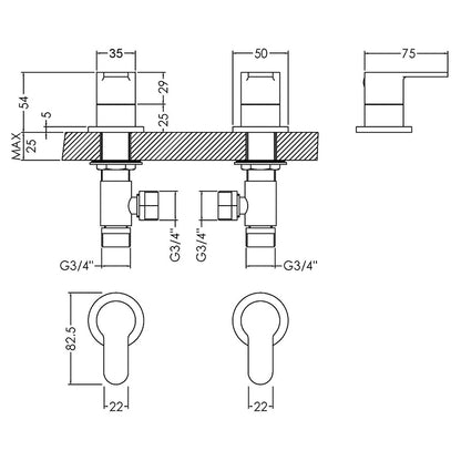 Nuie Arvan 3/4" Side Valves (Chrome) - Brandnew Bathroom