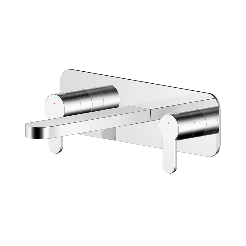 Nuie Arvan Wall Mounted 3 Tap Hole Basin Mixer With Plate (Chrome) - Brandnew Bathroom