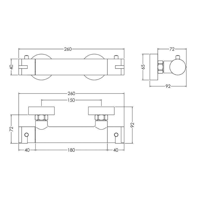 Nuie Arvan Thermostatic Shower Bar Valve (1 size, Chrome) - Brand New Bathrooms