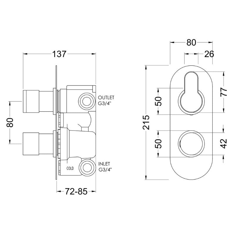 Nuie Arvan Twin Thermostatic Shower Valve With Diverter (1 size, 4 colours) - Brand New Bathrooms