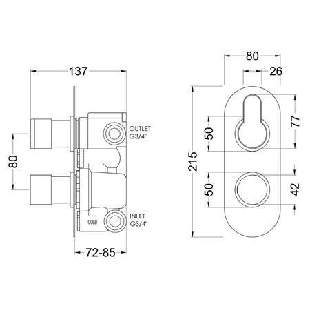 Nuie Arvan Twin Thermostatic Shower Valve With Diverter (1 size, 4 colours) - Brand New Bathrooms