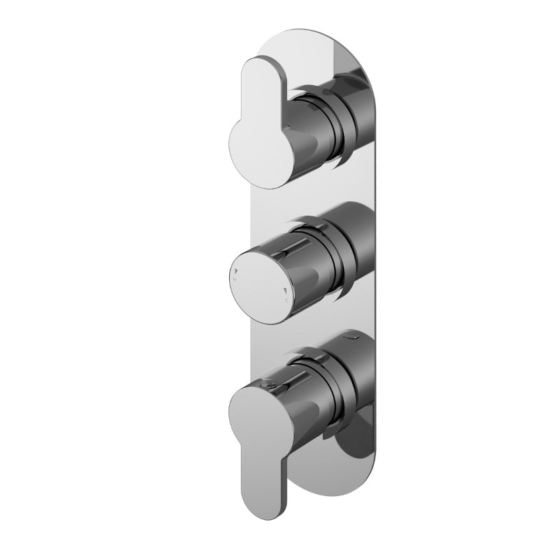 Nuie Arvan Triple Thermostatic Shower Valve With Diverter (1 size, Chrome) - Brand New Bathrooms