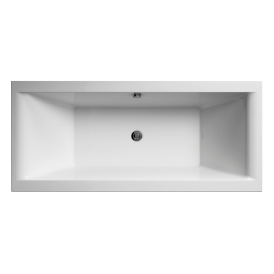 Nuie Asselby Eternalite Square Double Ended Straight Shower Bath (3 sizes, White) - Brand New Bathrooms