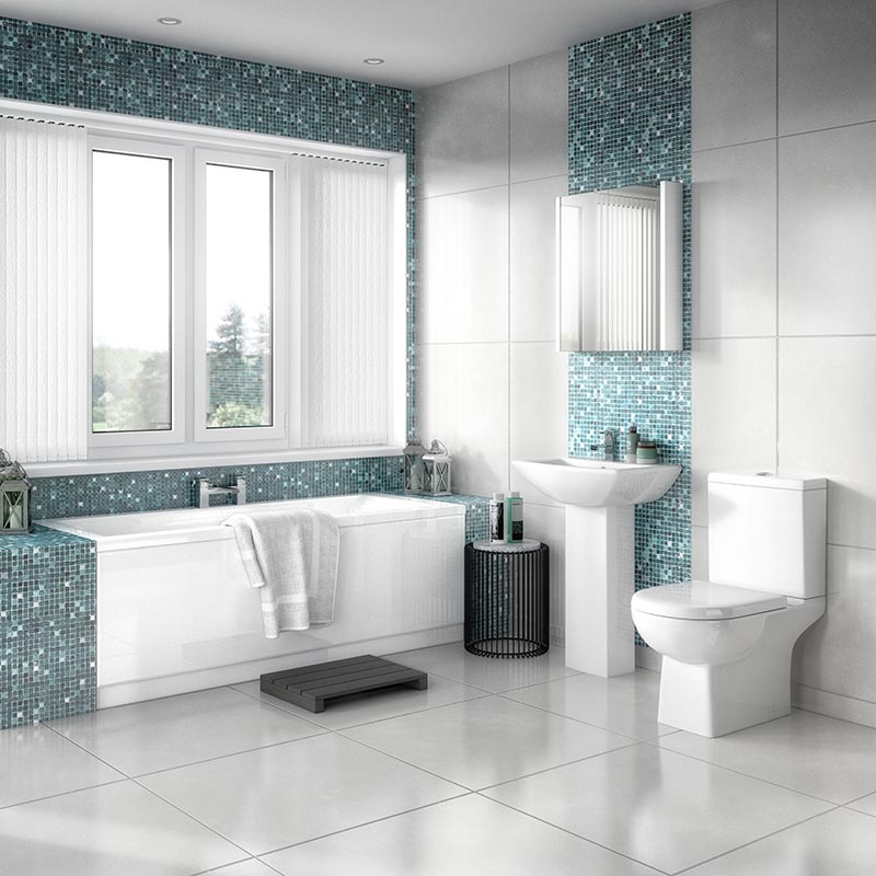 Nuie Asselby Basin & Pedestal (1 size, White) - Brand New Bathrooms